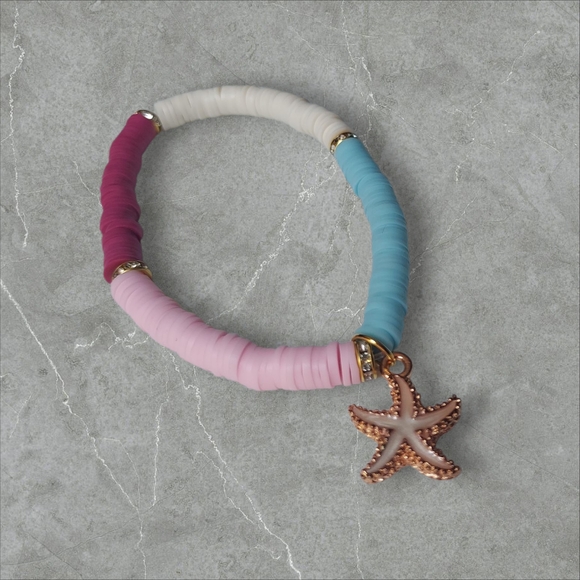 Colorful Beaded Bracelet with Starfish Charm - Picture 1 of 1